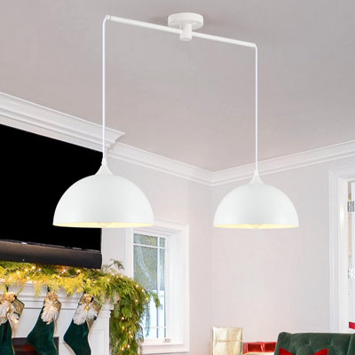 Dileo 2-light 34.64" Modern Dome Pendant Light With Metal Shade And Adjustable Cord, For Farmhouse Dining Room Restaurant Cafe Entryway