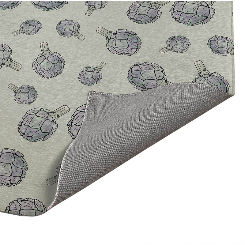 Tapis de cuisine antidérapant Summer Artichaut, Vieux vert, Rectangle 5 pi x 7 pi