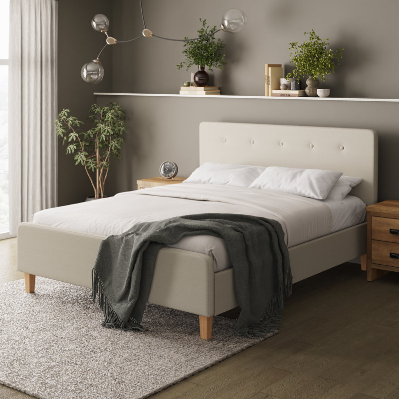 Elinor Upholstered Bed, Beige, Kingsize (5')