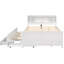 Lit plateforme avec rangement pleine grandeur avec tête de lit, 3 tiroirs, lit gigogne simple, tiroirs en bois massif blanc et fabrication-741829292