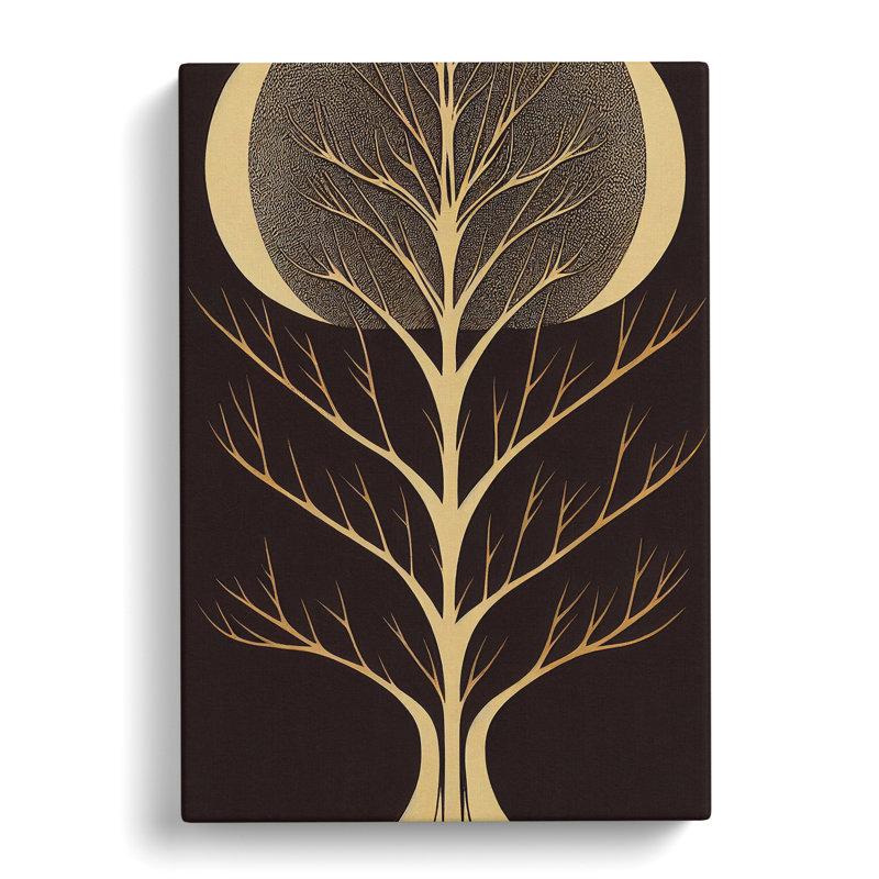 Art Deco Tree No.2 - Wall Art, 50cm H x 35cm W x 3cm D, Wrapped Canvas