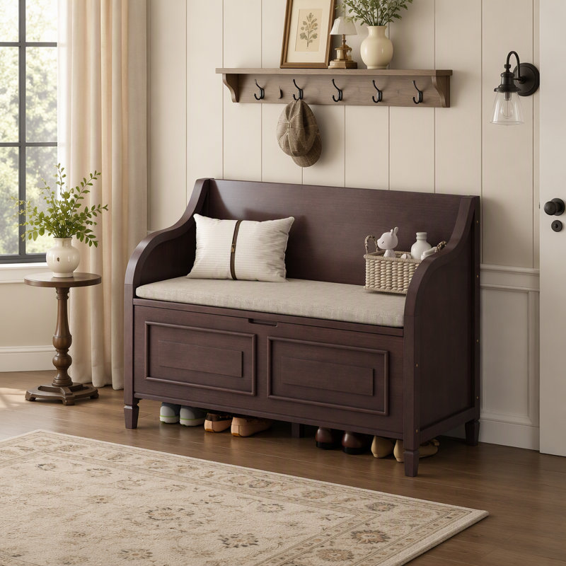 Banc de rangement rustique multifonctionnel
