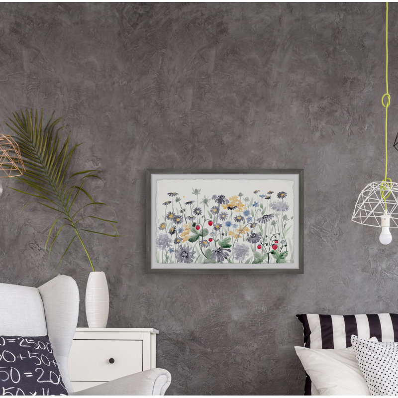 Flowers And Strawberries - Single Picture Frame Painting, 61cm H x 91cm W x 3.81cm D