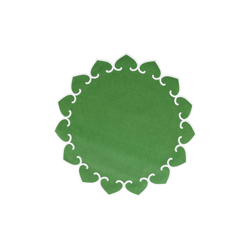 Tessuti Sage Round Placemats With White Stitching, Green