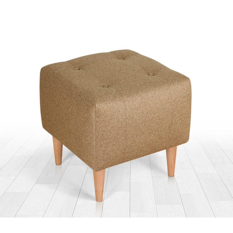 Luxurious Bohemian Pouffe, 17.0 x 17.0 x 17.0 inches, Gold Color | 50% Cotton / 50% Velvet Fabric, 2.4-inch 35 DNS Orthopedic Sponge | Sturdy Wooden Legs | Perfect for Scandinavian & Hotel Decor