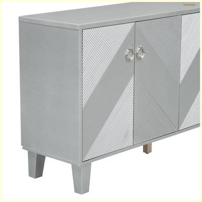 Light Luxury Cabinet Adorned with Geometric Patterns by Everly Quinn