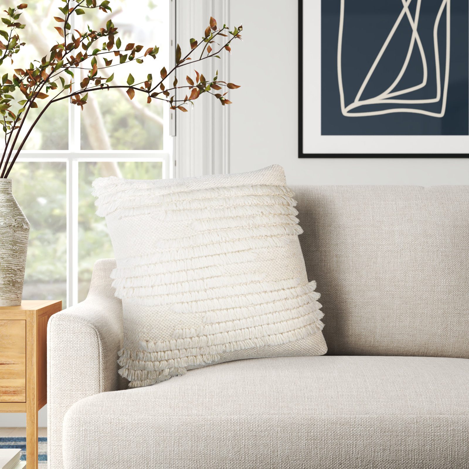 Emberly Ruffled Throw Pillow, Polyester/Polyfill, 22" x 22"