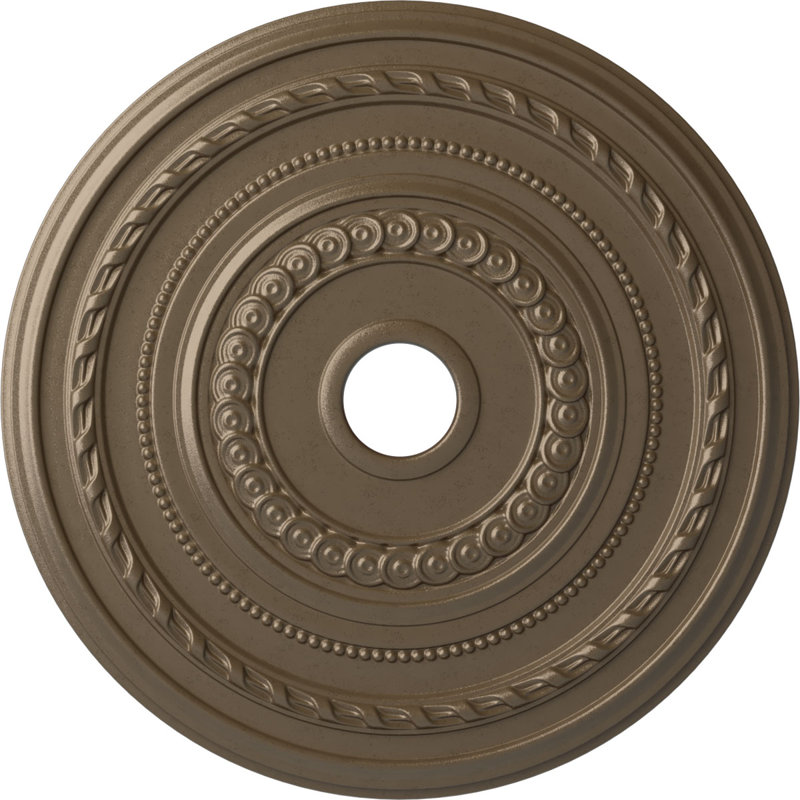 25 pi x 3/8 po x P 3 3/8 po x P 1 3/8 po médaillon de plafond (convient aux auvents jusqu'à 9 1/8 po), Argent chaleureux