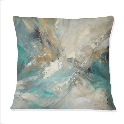Golden Hour In Turquoise Waves VI - Coussin décoratif à imprimé abstrait