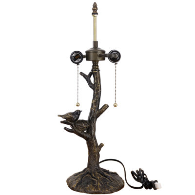 Tiffany Table Lamp Base Replacement Only,Wide 7 Height 23 Inch, Fit for Stained Glass Table Lamp Shade, Resin Finished in Bronze with Harp and Final