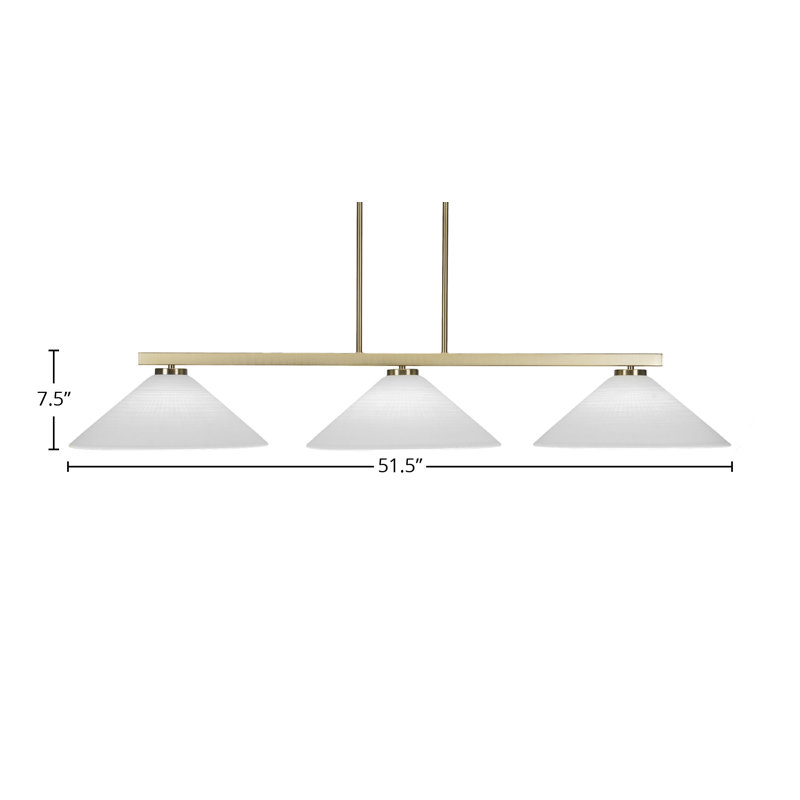 Barre d'éclairage 3 lumières Krushap avec verre matriciel 16 po, Blanc, Laiton New Age