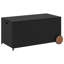 Boîte de rangement d'extérieur Saki, rotin rectangulaire en poly noir, roues en bois-117523366