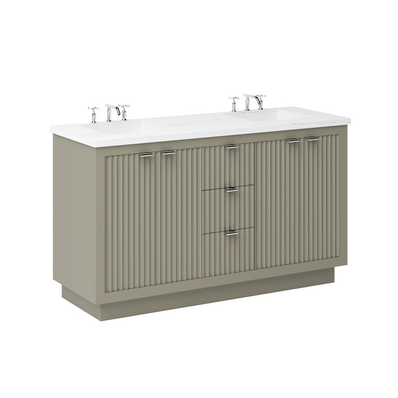 Lecrieú Double Bath Vanity, French Olive, Polished Chrome, 72"