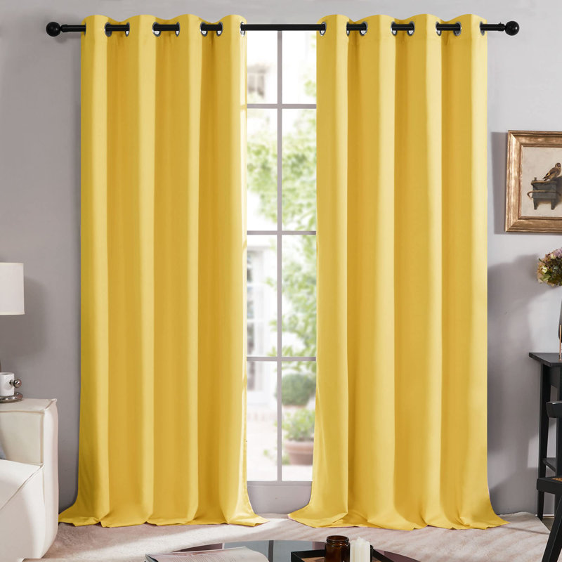 100 Percent Blackout with Liner Grommet Curtain Panel (Set of 4), 52" W x 84" L, Sky Blue