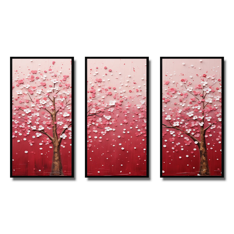 Blanc et rose, fleurs printanières charmantes - autres plantes et fleurs, art mural, Cadre flottant noir