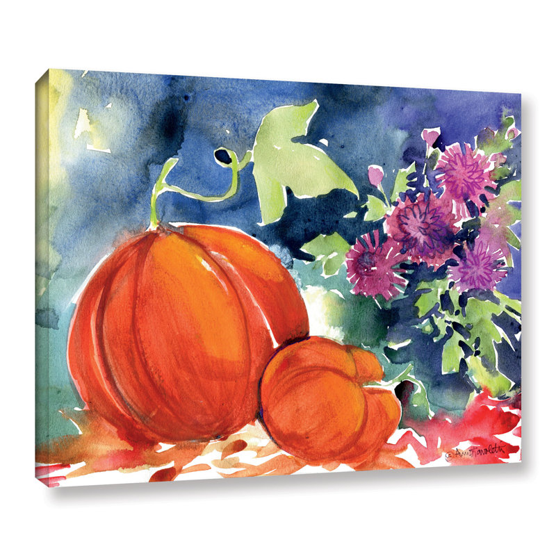 «Mums and Pumpkins» par Anne Tavoletti - reproduction sur toile, H 18 po x l 24 po x P 2 po