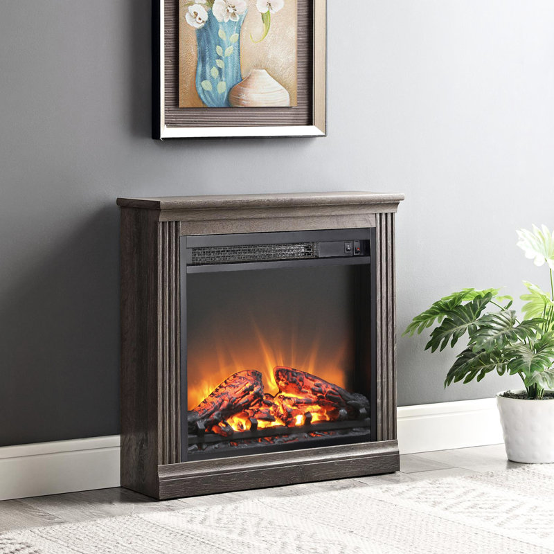 Foyer électrique encastrable 18 po - Bûche, flamme réaliste, ultra mince, protection contre la surchauffe, chaleur 1400W, 5000, 400 pieds carrés Pi. Space Thin Flame & Ft