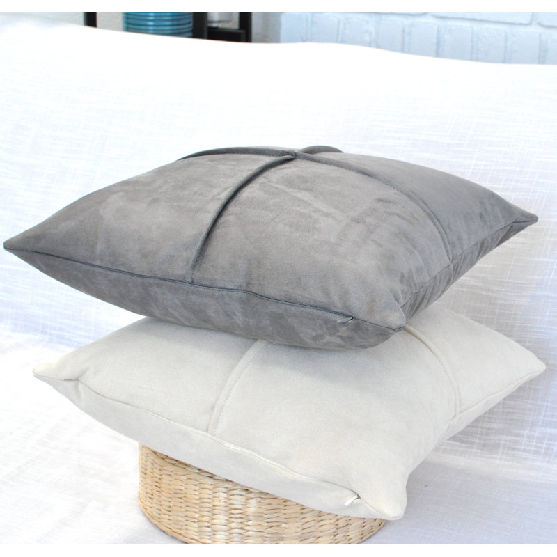 Coussin décoratif en micro suède, coussin en faux suède (paquet de 2), H 18 po x l 18 po, Gris