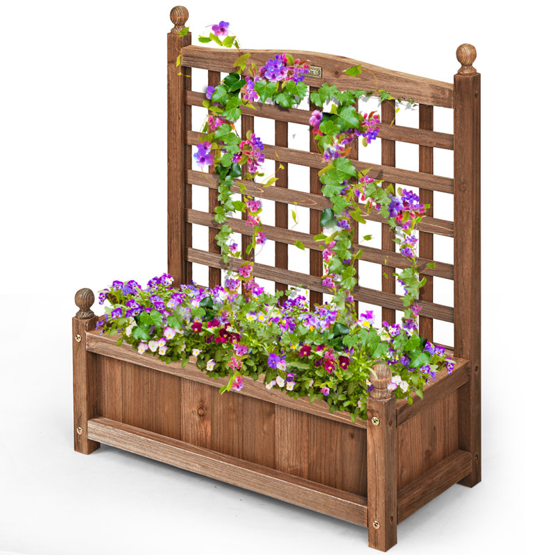 Bragg Wood Elevated Planter, 30" H x 11" W x 25" D, 2