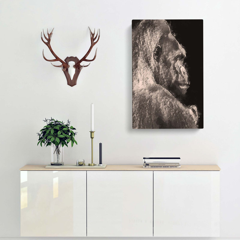 Silverback Gorilla In Abstract - Wrapped Canvas Print, 60cm H x 40cm W x 3cm D
