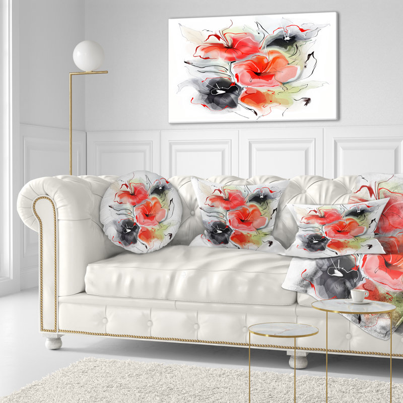 Motif floral abstrait rouge et noir - imprimé floral