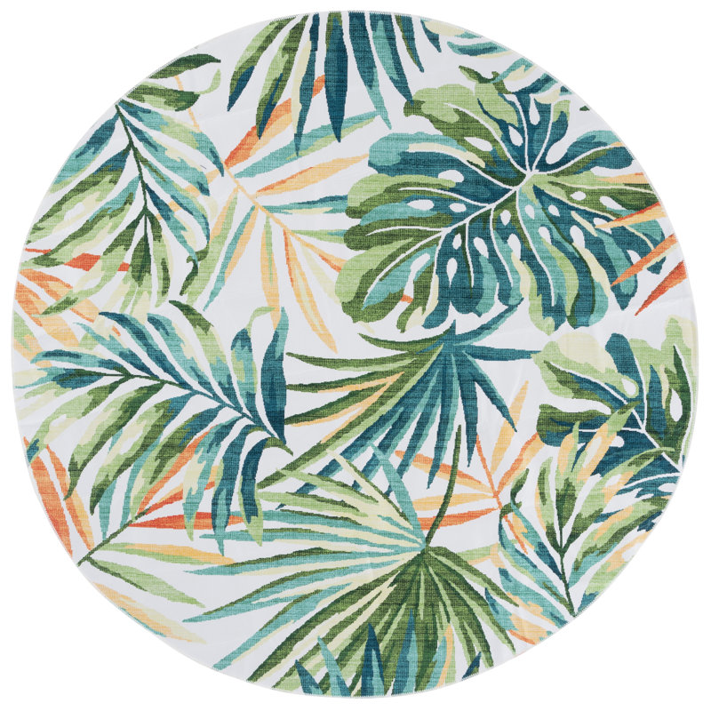 Tapis ivoire / vert Malibu 845, Rond 6 pi