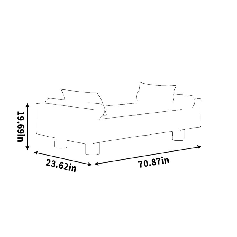 Banc minimaliste avec revêtement noir, H 19,69 po x l 70,87 po x P 23,62 po