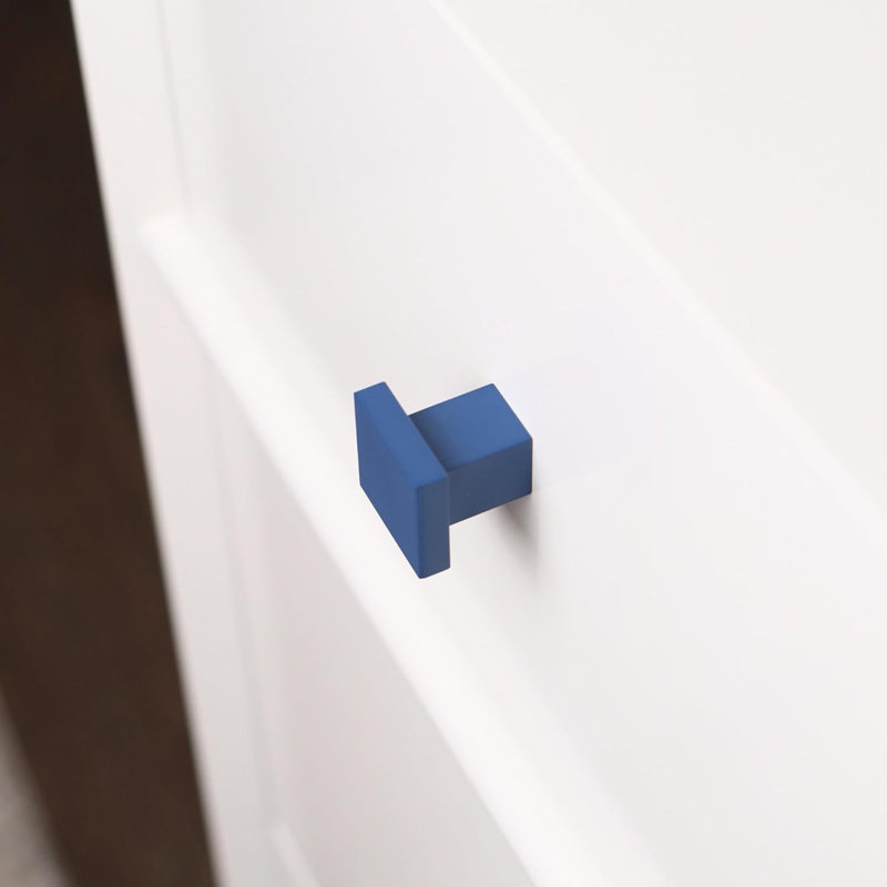 ROUS Hardware Art Deco Square Knob, Polo (Navy Blue)