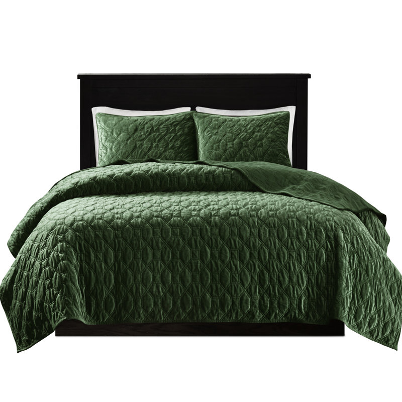 3 pièces de courtepointe en velours double / grand - et confortable avec matelassage géométrique, 1 2 taies décoratives, rembourré de coton pour une durabilité