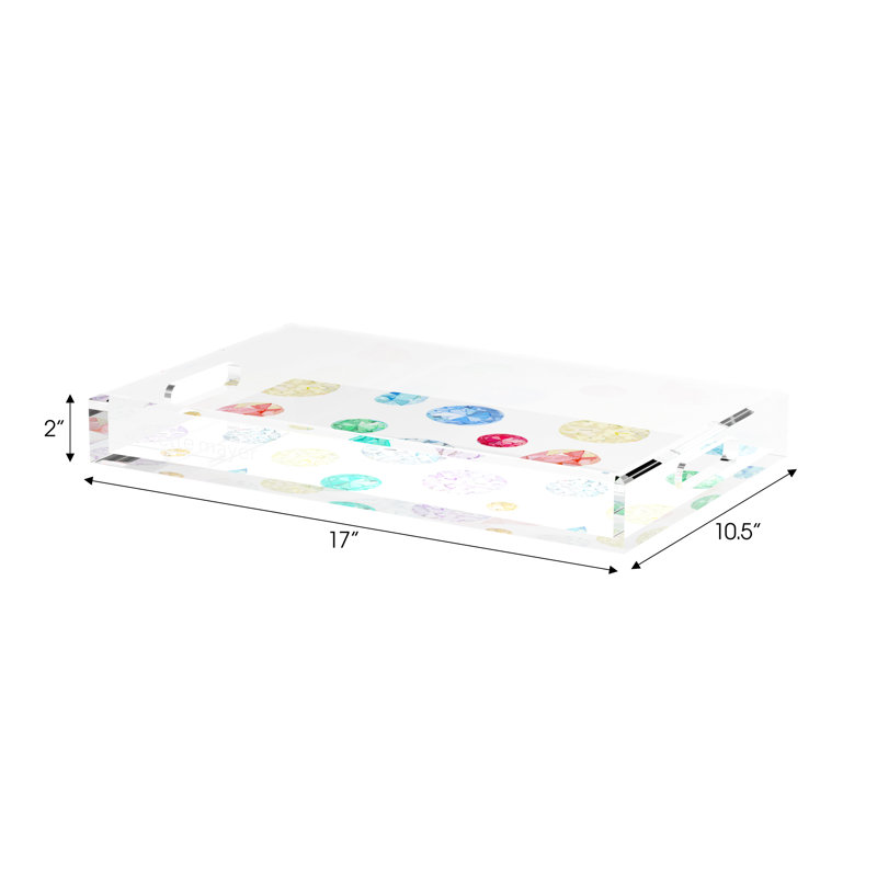 Jewel Acrylic Rectangle Decorative Tray, 2" H x 17" W x 10.5" D