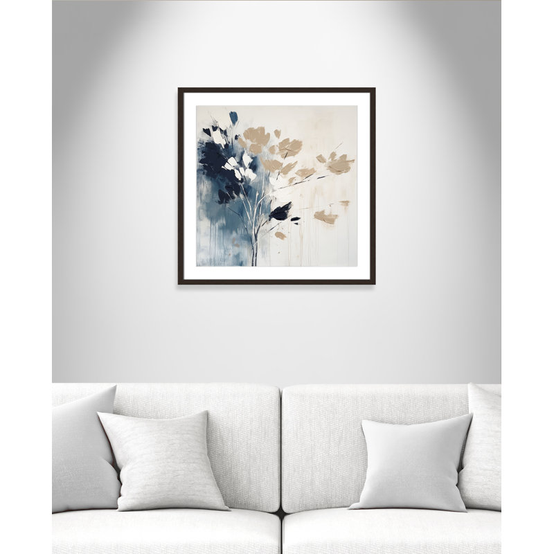 «Bliue Earthly Neutralité I» par Irena Orlov, L 27,5 po x H 27,5 po, Imprimé mat, Noyer à grain ouvert