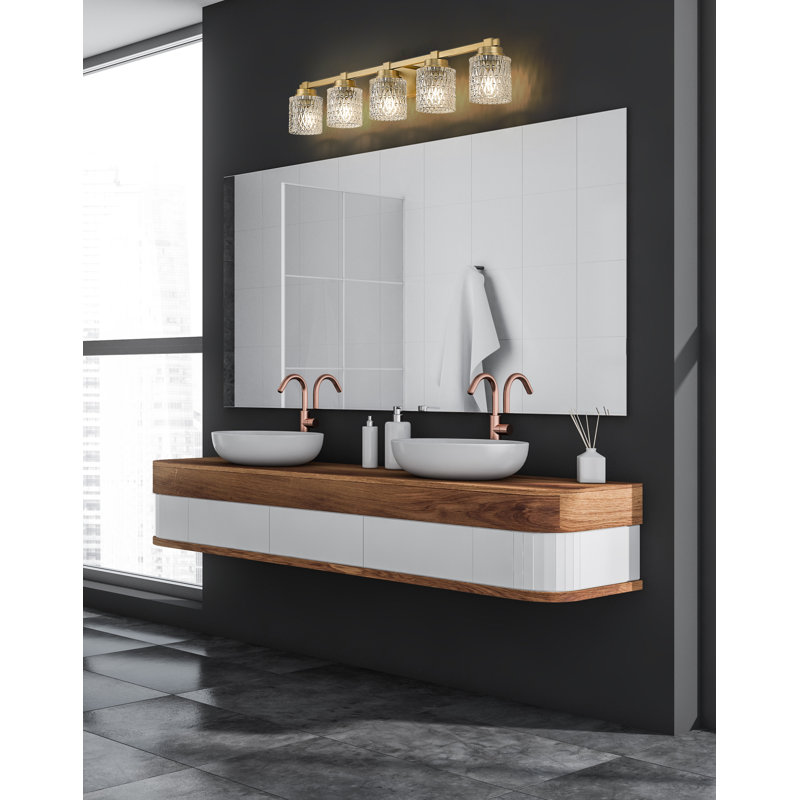 Meuble-lavabo 5 lumières Danika, Doré
