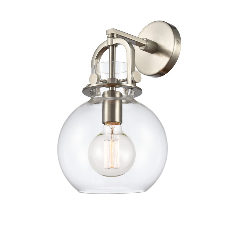 Applique murale 1 lumière 8 po Skippack, Clair, Nickel satiné