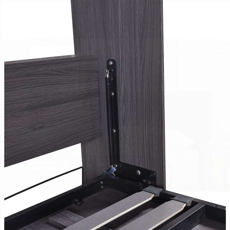 Lit escamotable double avec garde-robe et amp; Tiroirs, aucun sommier requis, robustes Gris peu encombrant
