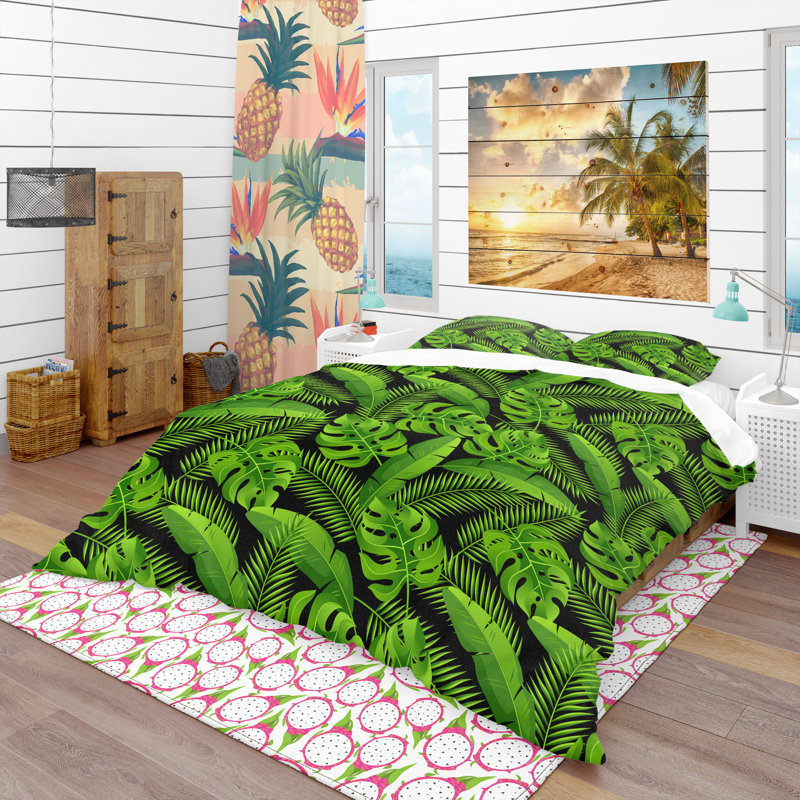 Ensemble de housse de couette tropical, Housse de couette très grand + 2 taies décoratives