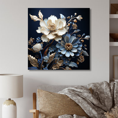 Impression moderne bleu et blanc sur bleuets - I