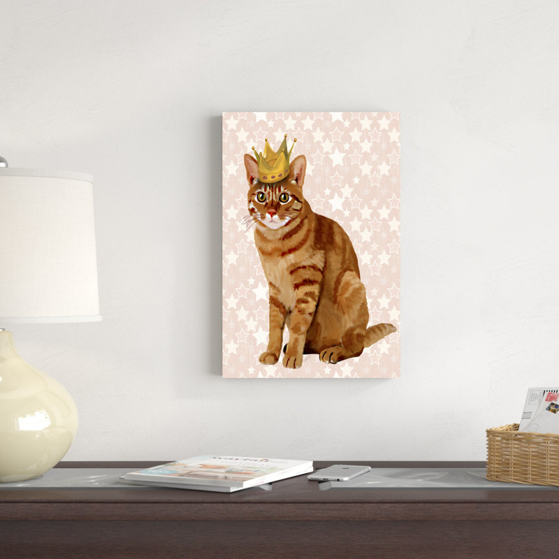 Chat roux avec couronne, double, H 18 po x l 12 po x P 1 po