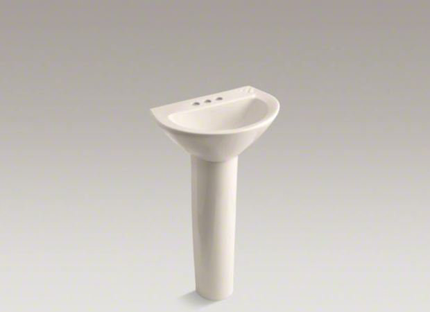 Parigi® Ceramic 20" Pedestal Bathroom Sink, Biscuit, 4" Centers