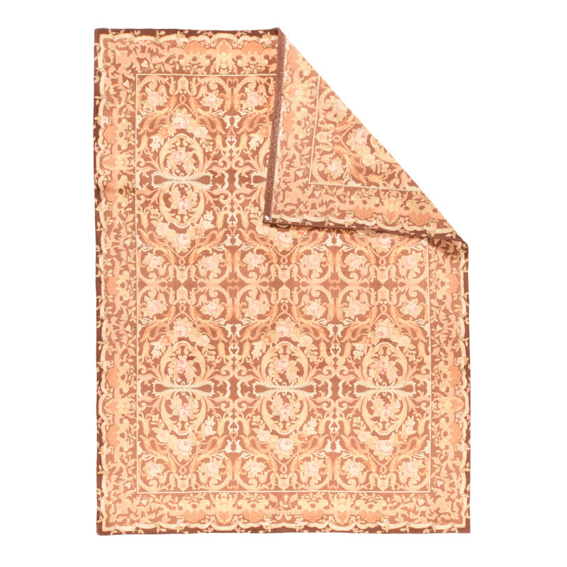 Tapis rose en laine noué à la main de conception unique 9 pi x 12 pi