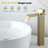 Brushed Gold Vessel Sink Faucet, Tall Vanity Waterfall Single Handle Bathroom Faucet, Modern Single Hole Lavatory Vanity Faucet, SUS304, Drain Included, Home Décor-120944504