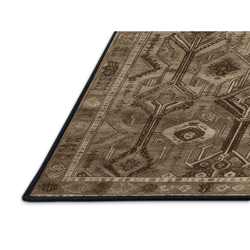 Tapis brun lavable à la machine, Rectangle 7 pi x 9 pi