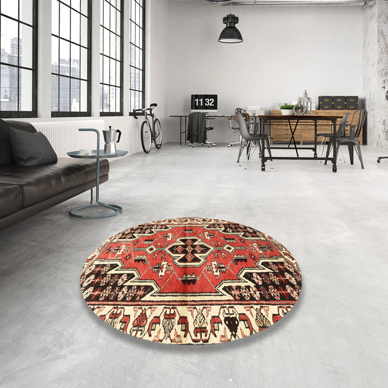 Tapis rouge à motif sud-ouest, Rond 6 pi