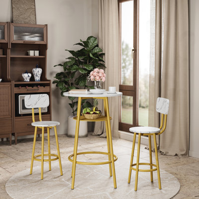 Ensemble de table de bar 3 pièces avec 2 tabourets de bar