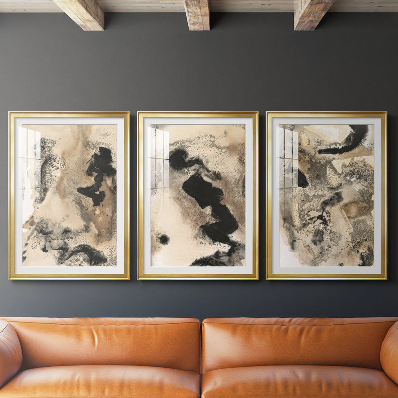 «I See Them I», reproduction sur mesure encadrée de qualité supérieure - 3 pièces, H 21 po x l 30 po, Doré