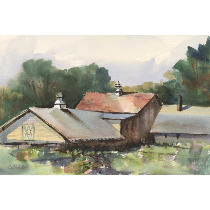 Shaker Barns by Stephen Calcasola - Wrapped Canvas Print, 20cm H x 30cm W x 3.8cm D