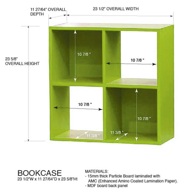 Klingler Isabelle & Max 23'' H X 23'' W Cube Unit Kids Bookcase, Green