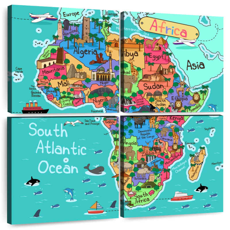 Carte de touriste d'Alazia en Afrique, H 26 po x l 26 po