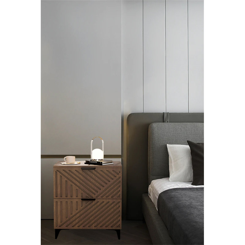 Table de chevet moderne à 2 tiroirs - Table de chevet polyvalente avec rangement spacieux, Brun