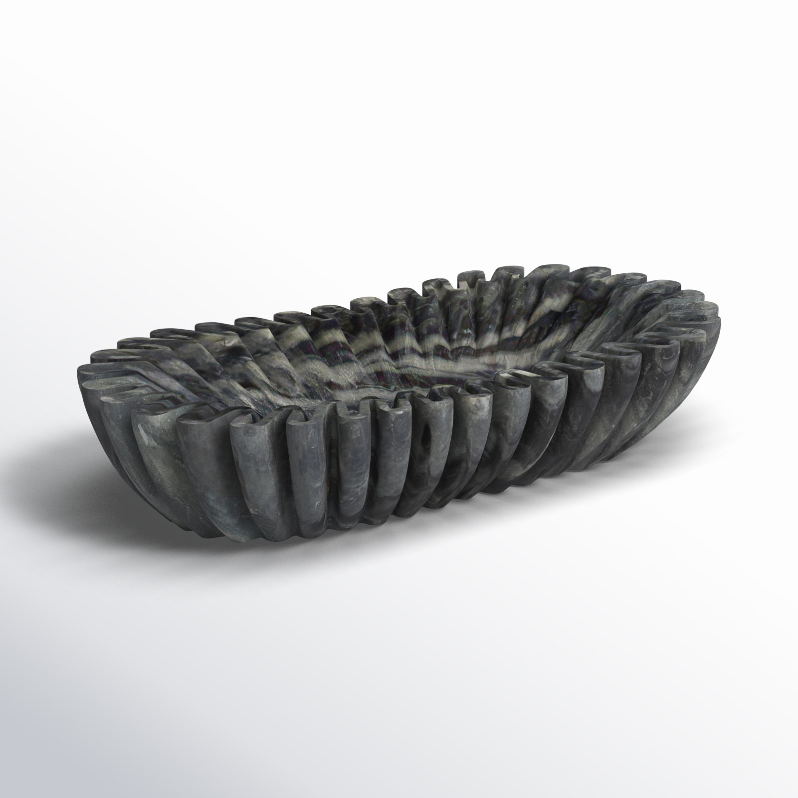 16" Arkin Wavy Marble Bowl, Gray
