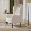 Fauteuil d'appoint à dossier haut de 41 pouces, rembourré de laine en peluche épaisse, fauteuil confortable avec pieds en bois de bouleau, blanc